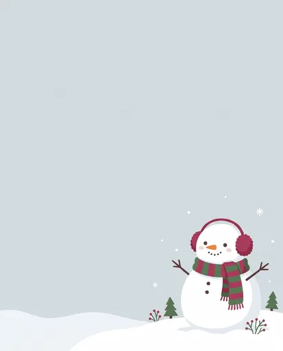 Cute Cartoon Snowman With Copy Space