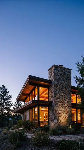 Mid-Century Modern House at Blue Hour
