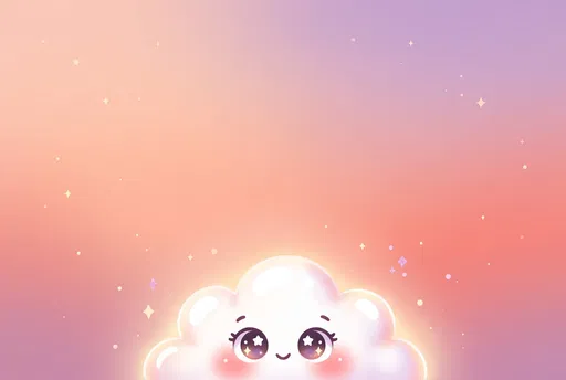 Cute Kawaii Cloud in Pastel Sky