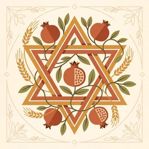 Star of David with Pomegranates and Wheat