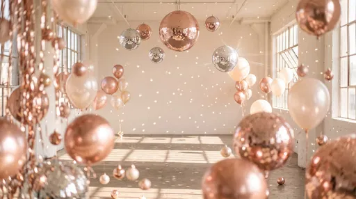 Rose Gold Disco Balls in Studio