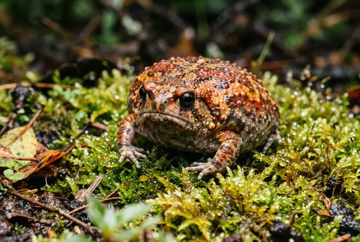 Spotted Rain Frog on Wet Moss