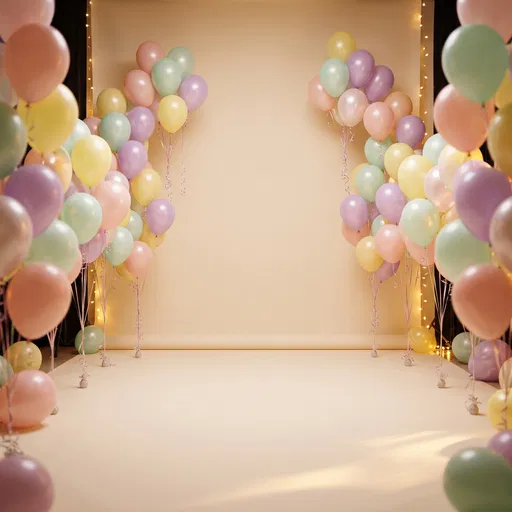 Pastel Balloons Framing Cream Studio Stage