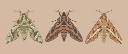 Three Hawk Moths Vector Illustration