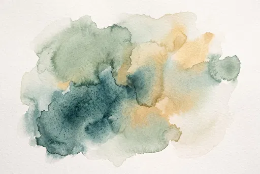 Abstract Sage Teal and Gold Watercolor Wash