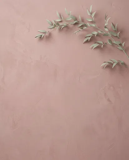 Sage Leaf Sprig on Dusty Rose Plaster