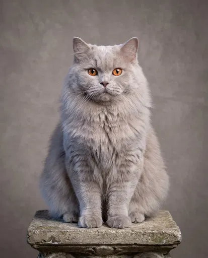 Lilac British Longhair Cat Studio Portrait
