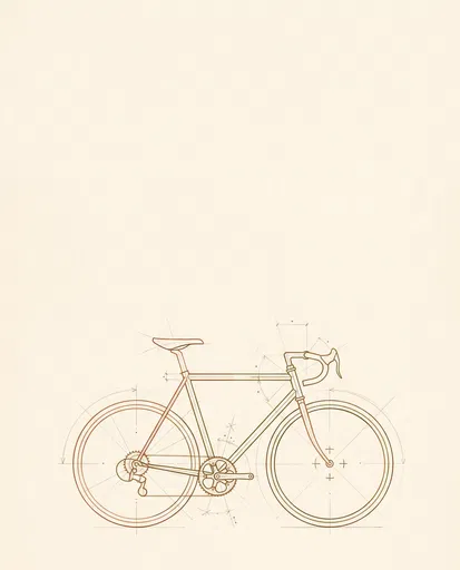Minimalist Geometric Bicycle Technical Drawing