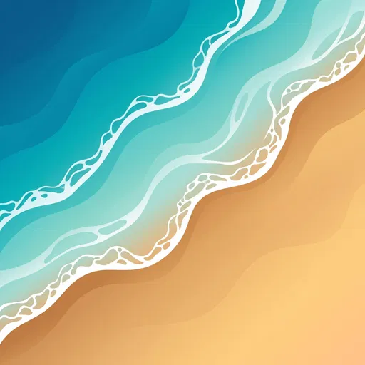 Top-Down Ocean Shoreline Vector Illustration