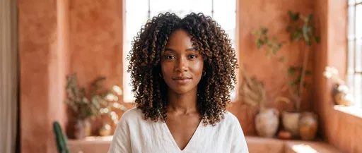Portrait of Woman with Curly Hair