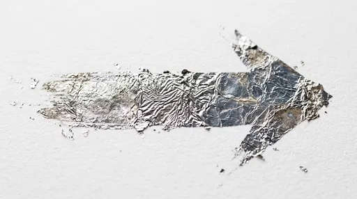 Crinkled Silver Foil Arrow on White