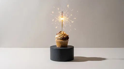 Gourmet Cupcake with Lit Sparkler on Pedestal