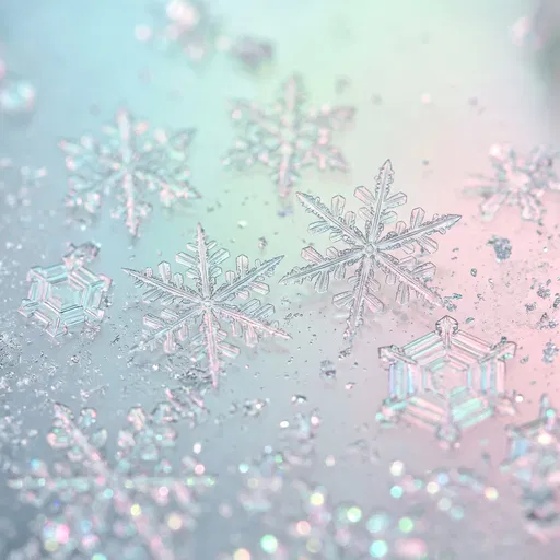 Macro Pastel Snowflakes on Frosted Glass