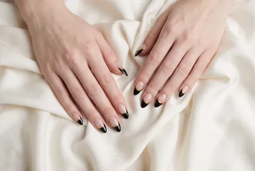 Hands With Black and Gold Manicure