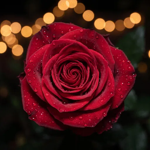 Red Rose Macro with Raindrops and Bokeh