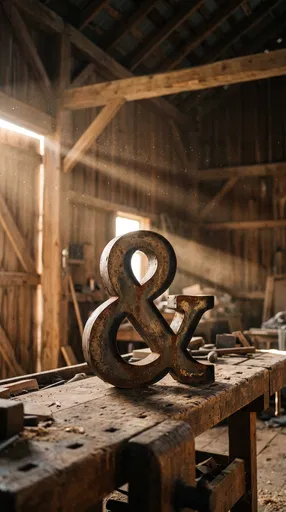 Rustic Iron Ampersand on Wooden Workbench