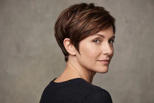 Woman With Chestnut Pixie Haircut Portrait