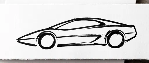 Minimalist Black Marker Sports Car Sketch