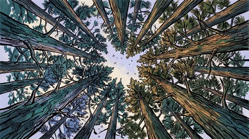 Low Angle Pine Forest Illustration