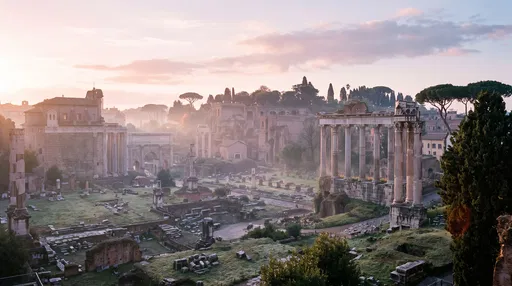 Ancient Roman Forum Ruins at Dawn