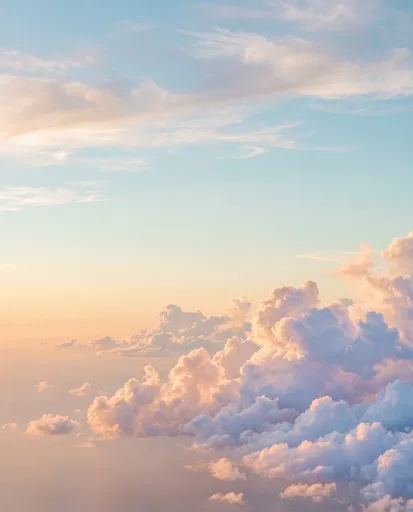 Pastel Peach Sunset Cumulus Cloudscape