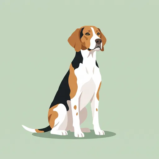 Flat Illustration of Sitting Coonhound Dog