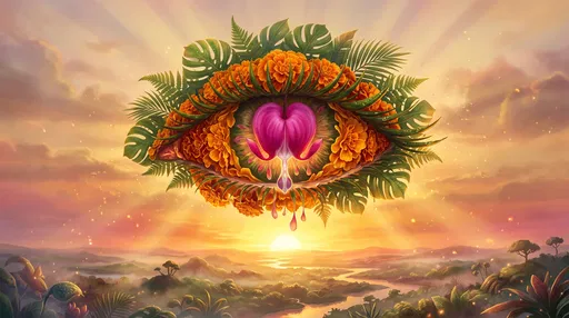 Surreal Botanical Eye Over Sunset Landscape