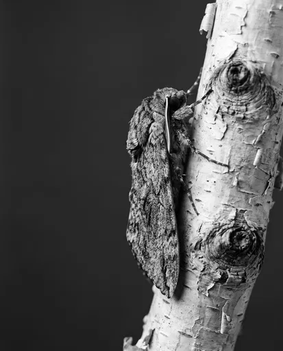 Monochrome Sphinx Moth on Birch Branch