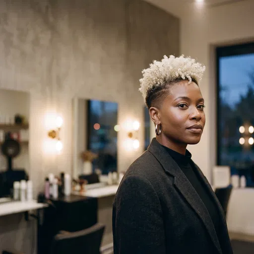 Woman with Blonde Fade in Salon