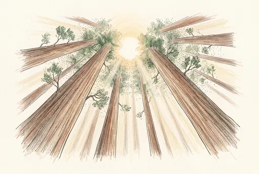Low Angle Redwood Forest Illustration