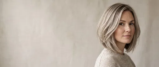 Woman With Blonde Bob Haircut Portrait