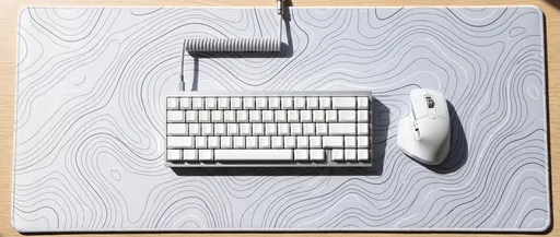 White Mechanical Keyboard and Mouse Top View