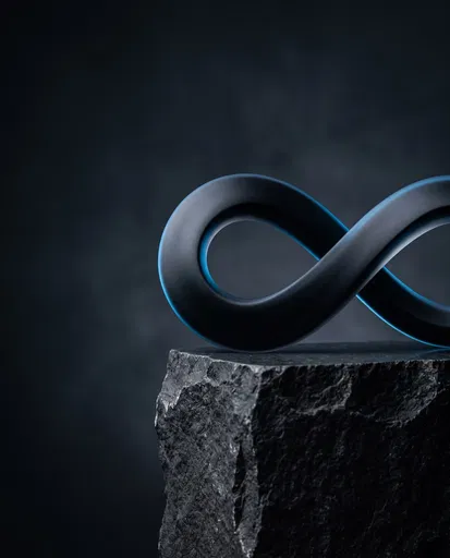 Matte Black Infinity Sculpture on Stone