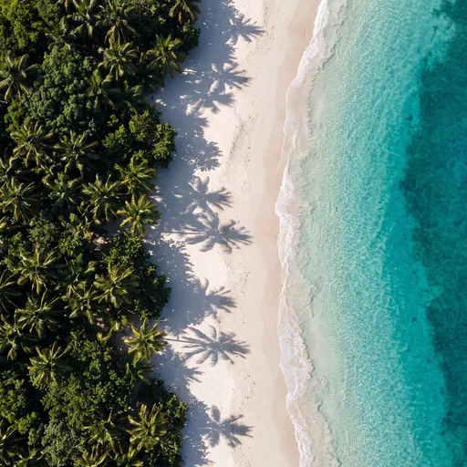 Aerial View of Tropical Beach Shoreline