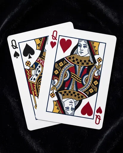 Queen Playing Cards on Black Velvet