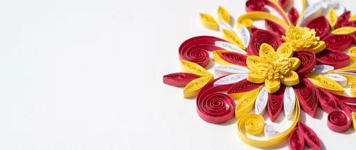 Red and Yellow Paper Quilling Flower Art
