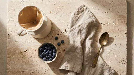 Morning Coffee Dripper and Blueberries Flat Lay