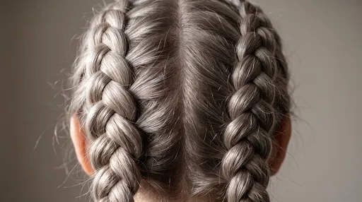 Close-Up of Ash-Blonde Dutch Braids