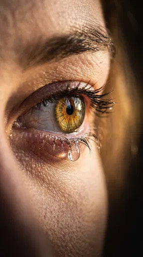 Macro Close-Up of Crying Hazel Eye