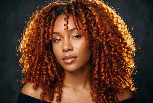 Portrait of Woman With Voluminous Copper Curls