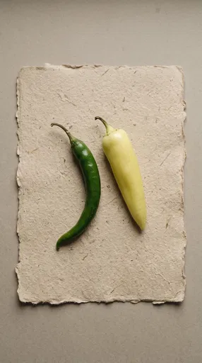 Green and Yellow Peppers on Handmade Paper