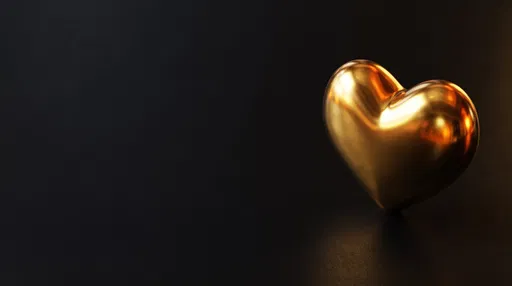 Golden 3D Heart on Dark Background