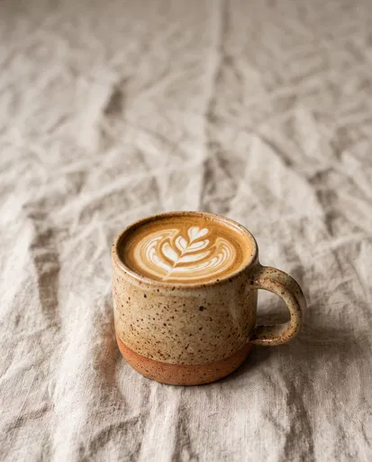 Speckled Ceramic Mug with Latte Art