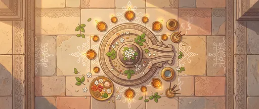 Top-Down Shiva Lingam Temple Illustration