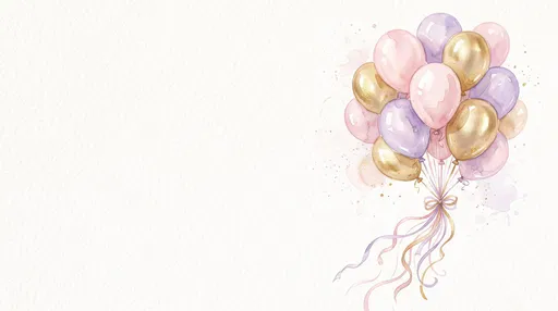 Pastel and Gold Watercolor Balloons Illustration