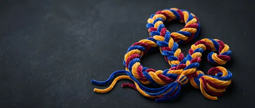 Braided Velvet Rope Ampersand on Dark Surface