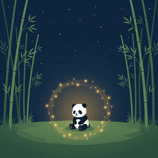 Cute Panda in Starry Bamboo Clearing
