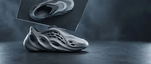 Futuristic Grey Molded Foam Sneaker Render