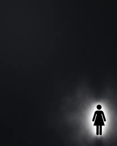 Glowing Backlit Female Restroom Silhouette Icon