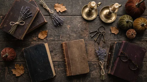 Dark Academia Autumn Desk Flat Lay